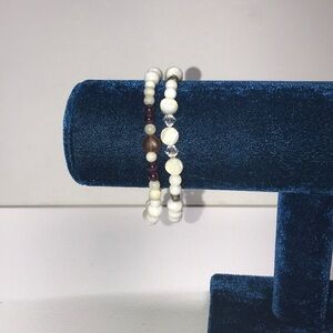 Vintage White and Brown Beaded Bracelet